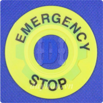 Nhãn nút nhấn emergency stop phi 22mm (Khoen nhãn dừng khẩn cấp phi 22mm)